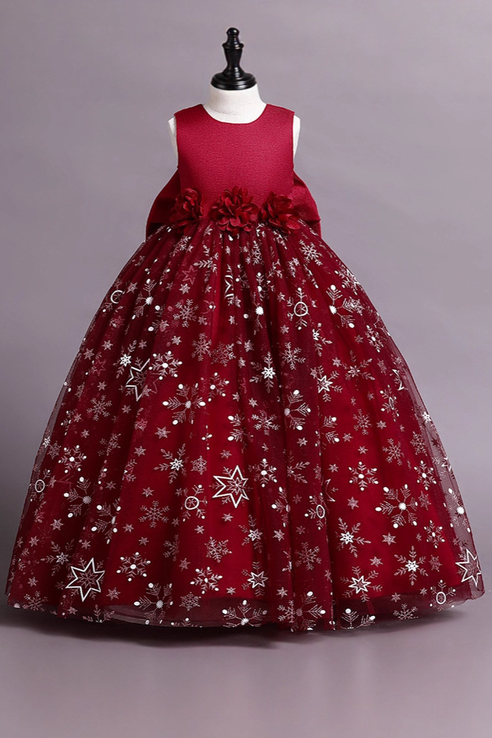 Pink Satin Bodice Silver Glitter Tulle Big Satin Bow Dress
