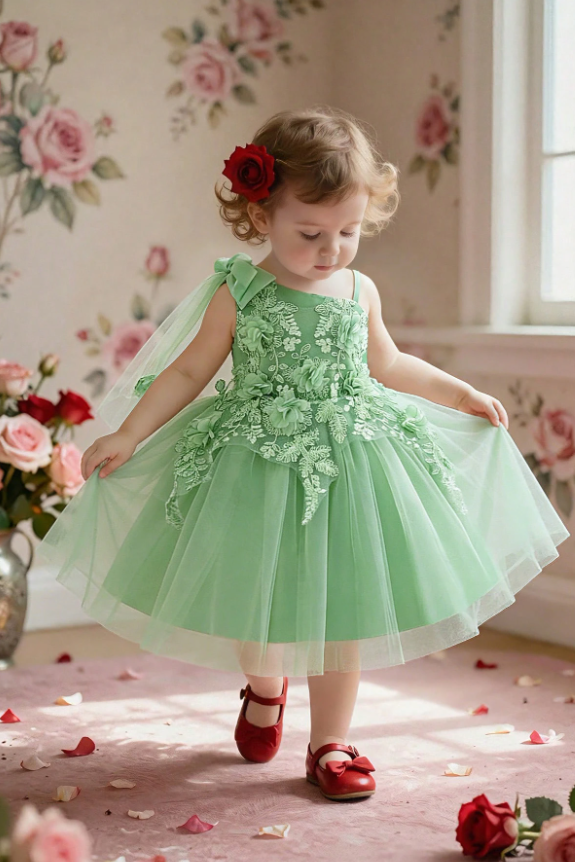 Wine Red One Shoulder Lace Flower Short Tulle Party Dress