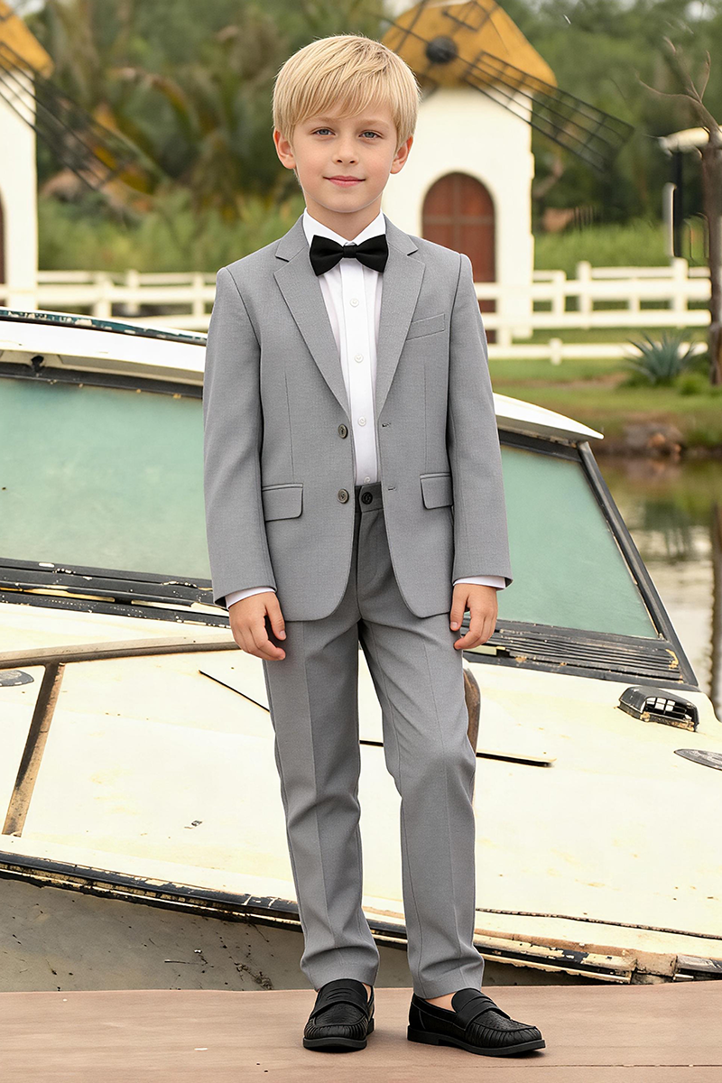 Boys Light Grey Notch Lapel for Summer Wedding