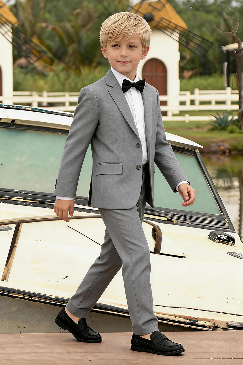 Boys Light Grey Notch Lapel for Summer Wedding