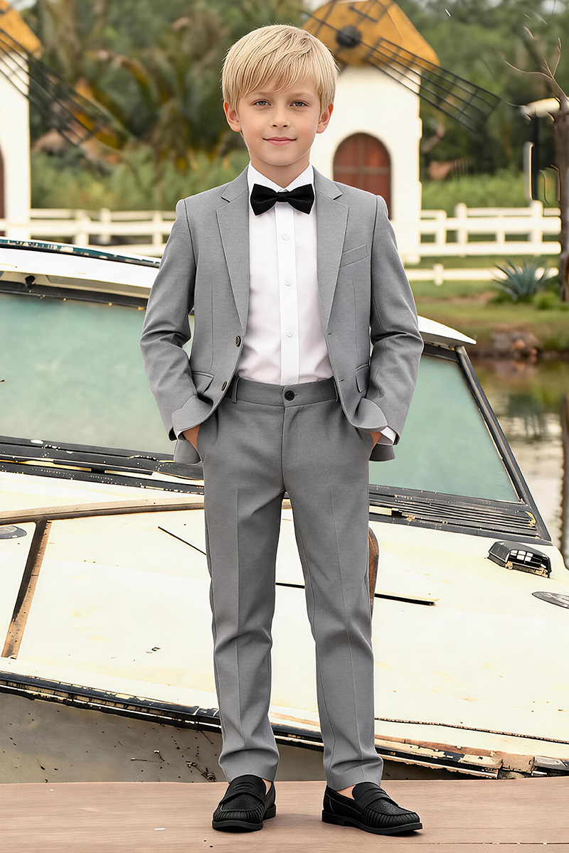 Boys Light Grey Notch Lapel for Summer Wedding