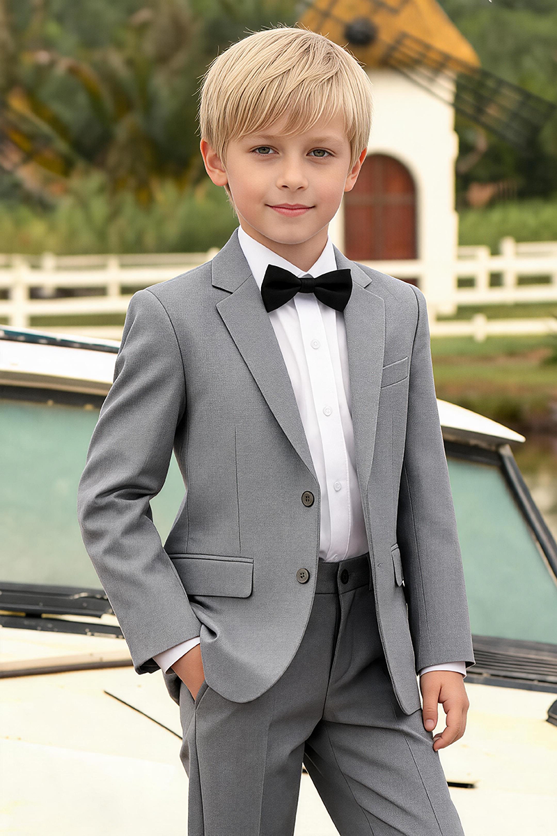 Boys Light Grey Notch Lapel for Summer Wedding