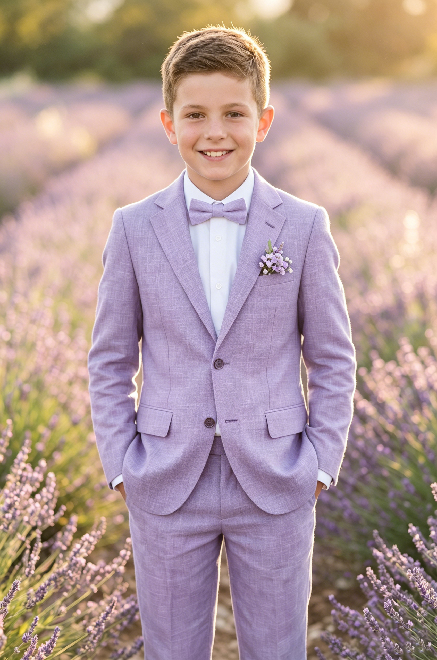 Lavender Cotton-Linen Blend Single-Breasted 2-Piece Suit