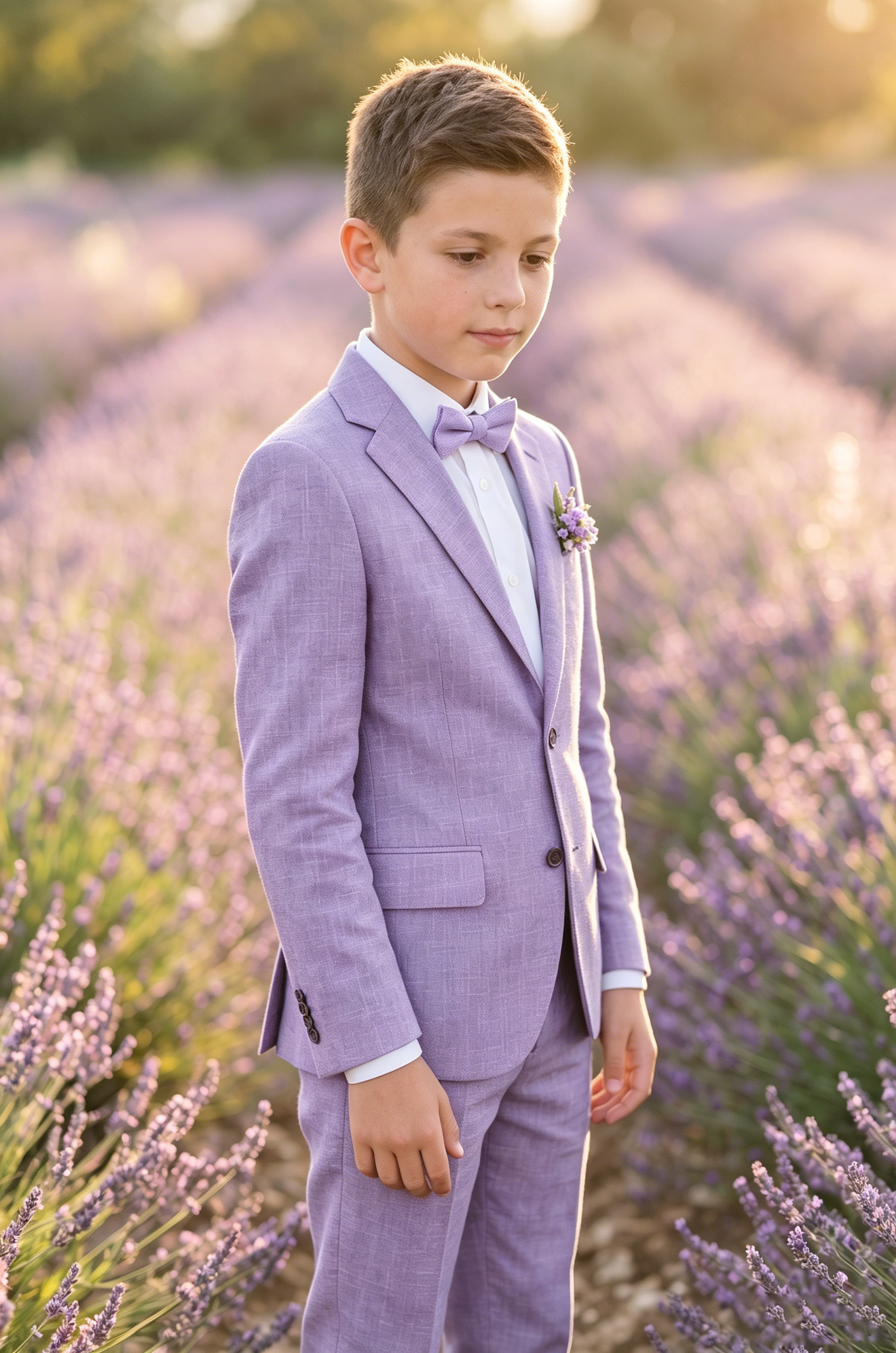 Lavender Cotton-Linen Blend Single-Breasted 2-Piece Suit