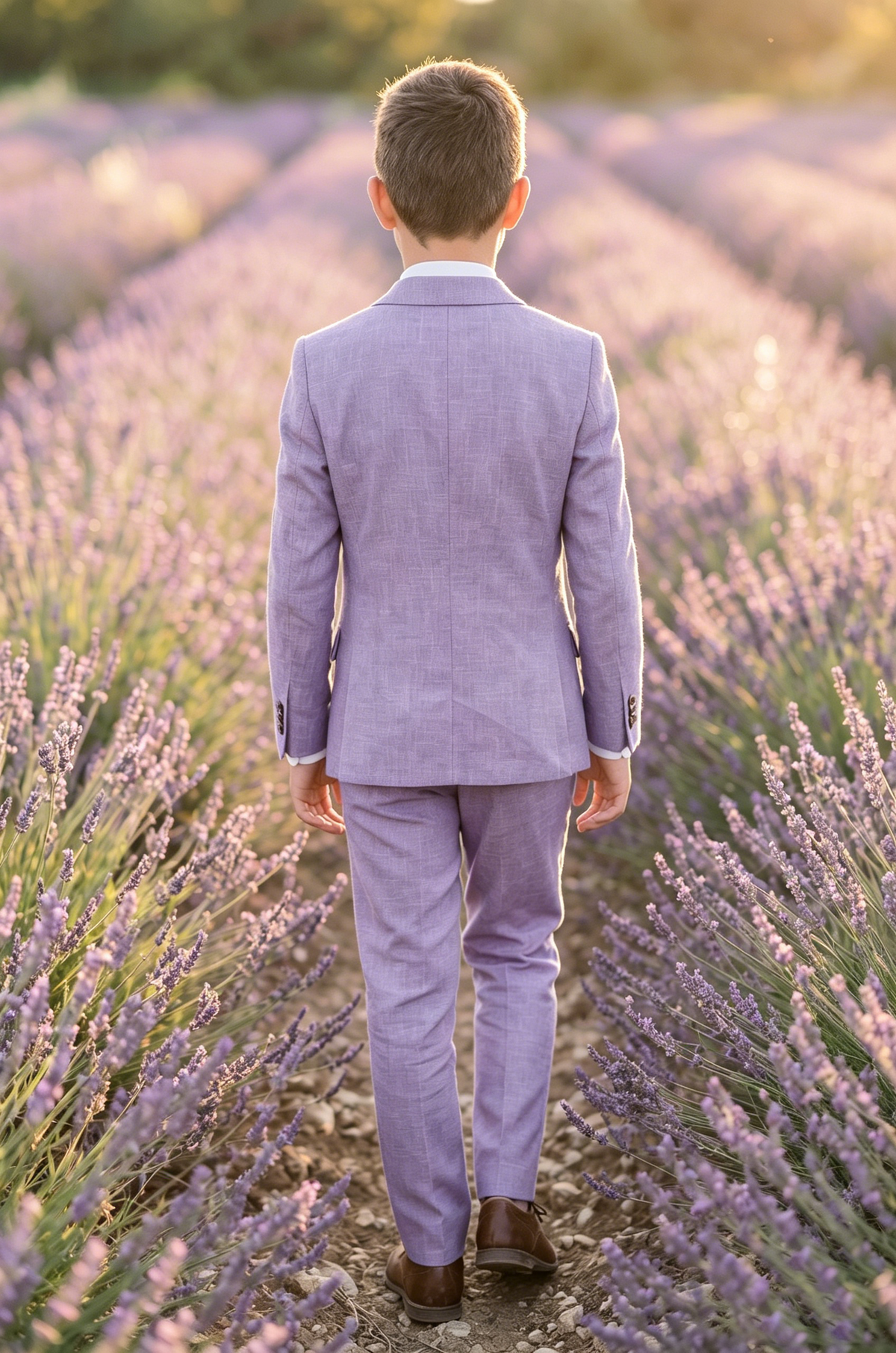 Lavender Cotton-Linen Blend Single-Breasted 2-Piece Suit