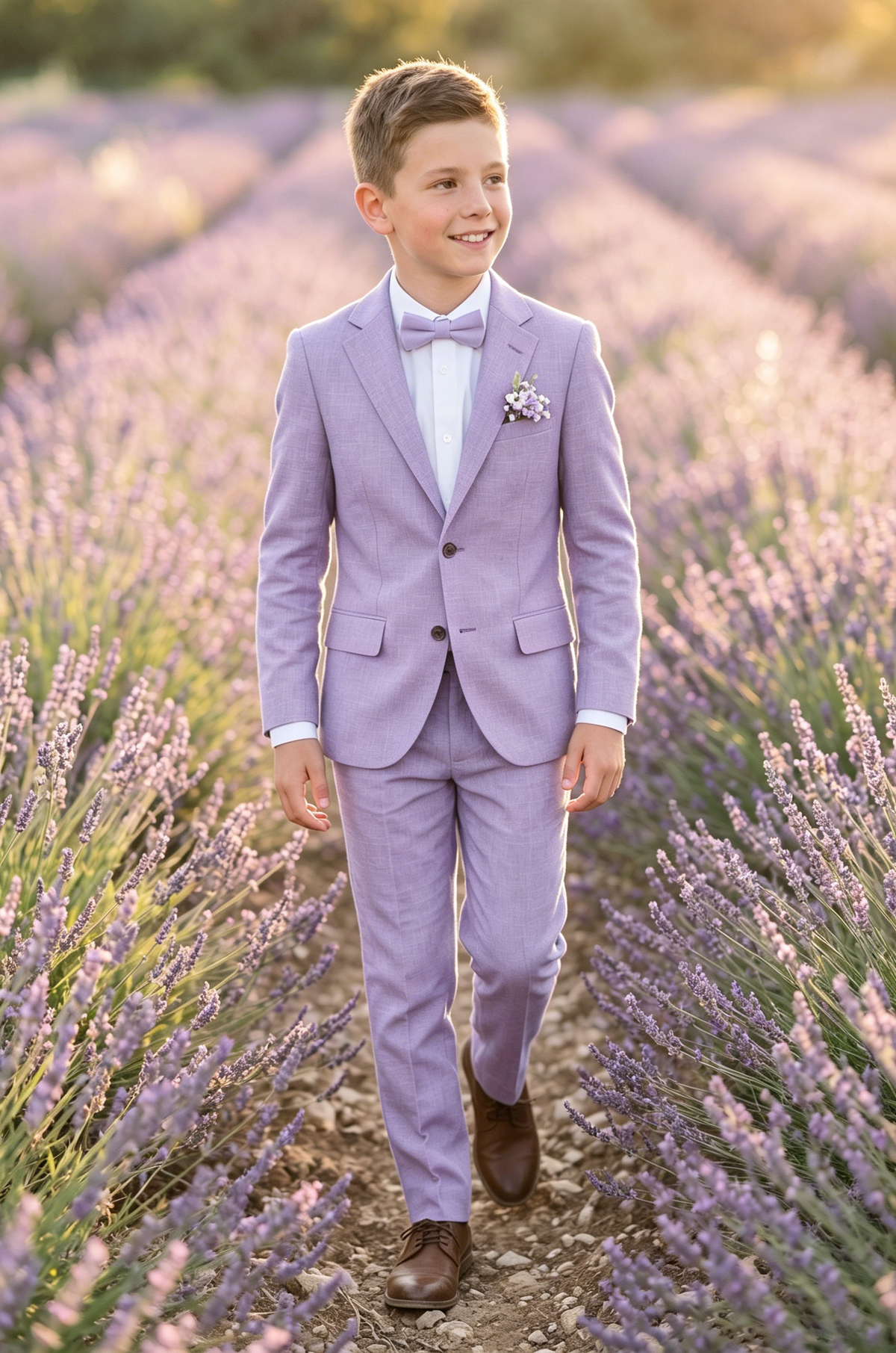 Lavender Cotton-Linen Blend Single-Breasted 2-Piece Suit