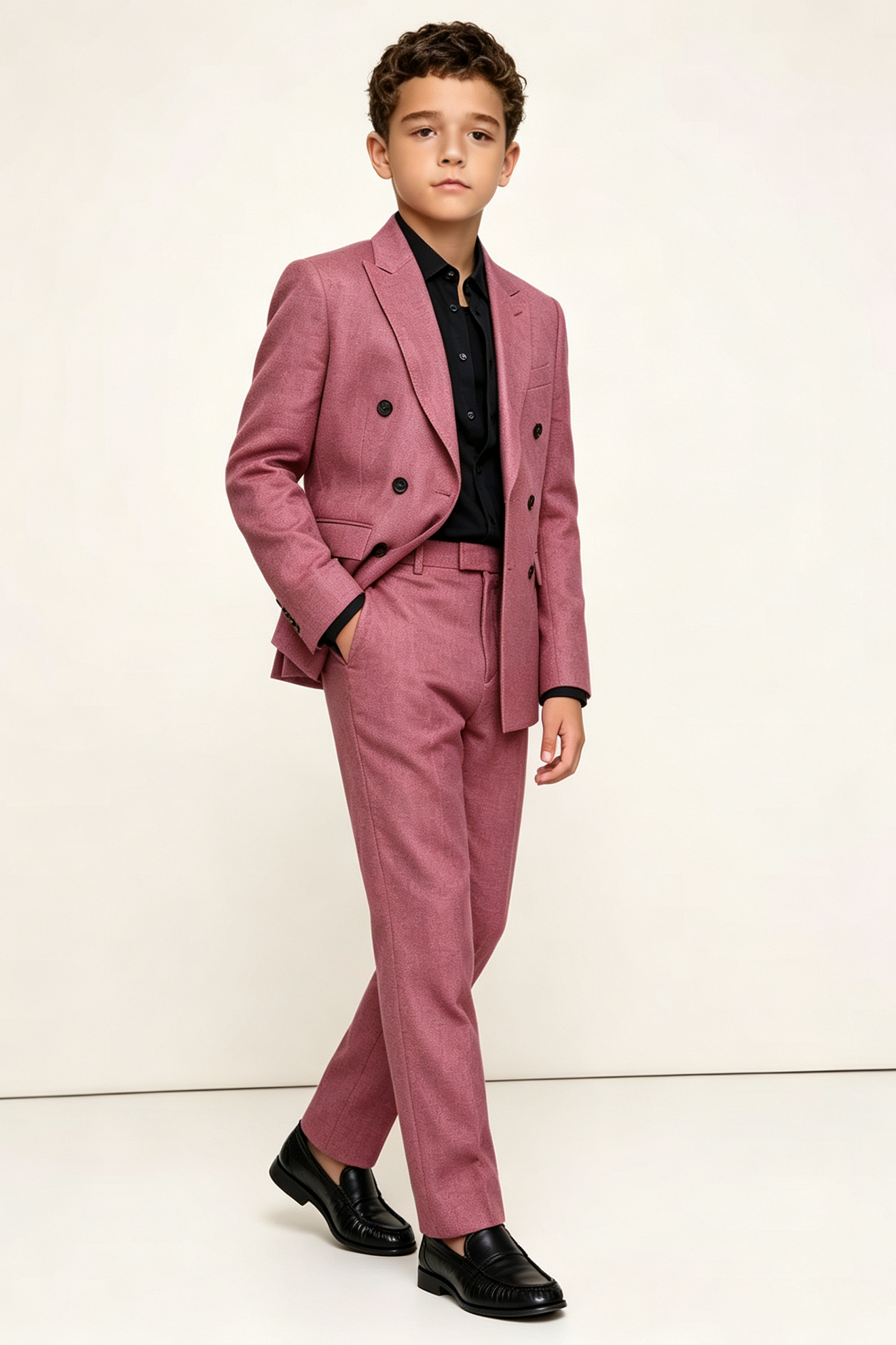 Dusty Pink Cotton-Linen Blend Double-Breasted 2-Piece Suit