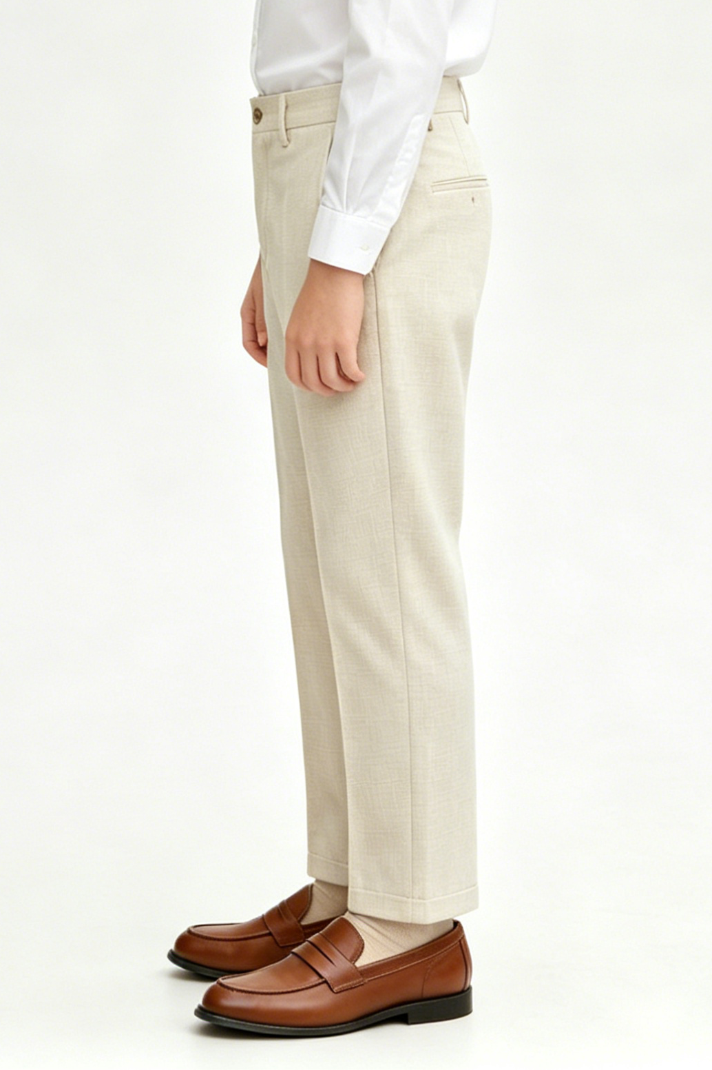 Off-White Linen-Blend Straight-Leg Boys Formal Suit Trousers