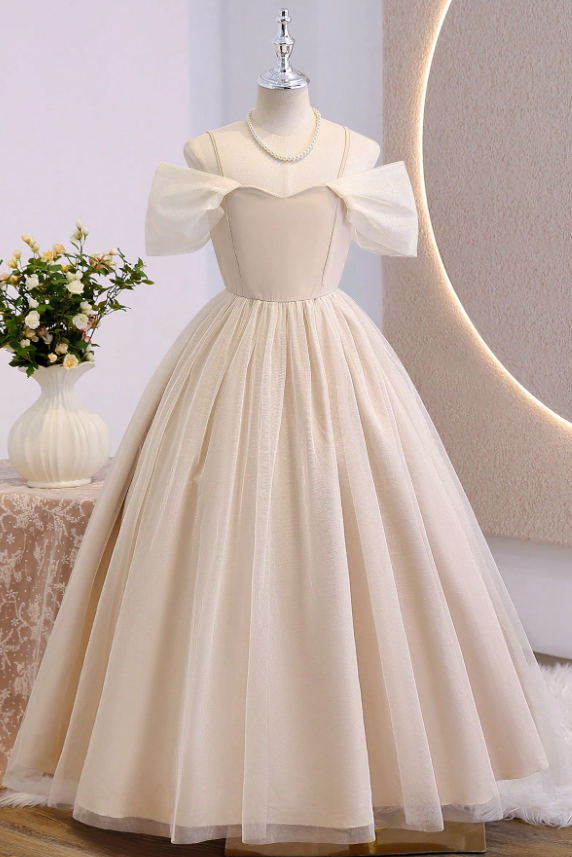 Sky Blue Tulle Off-Shoulder Spaghetti Strap Multi-Layer A-Line Dress
