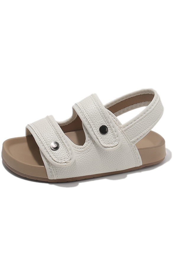Boys Khaki Leather Blend Soft Sole Birkenstock Style Velcro Kids Sandals
