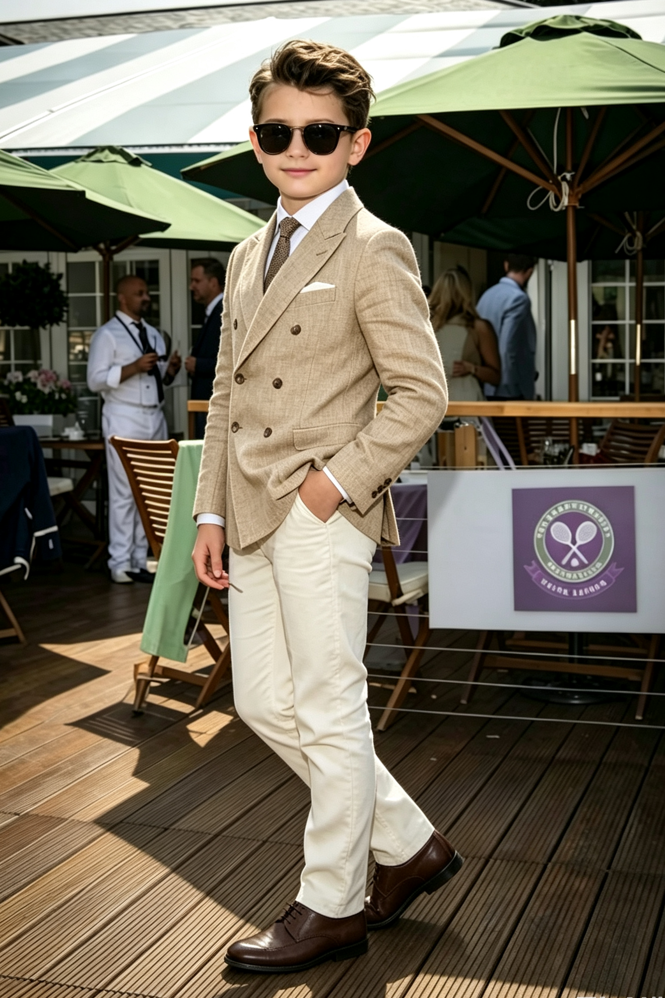 Oat Beige & Cream White Cotton-Linen Blend Double Breasted Suit 2-Piece Formal Set