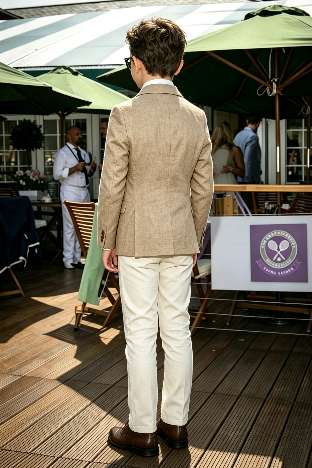 Oat Beige & Cream White Cotton-Linen Blend Double Breasted Suit 2-Piece Formal Set