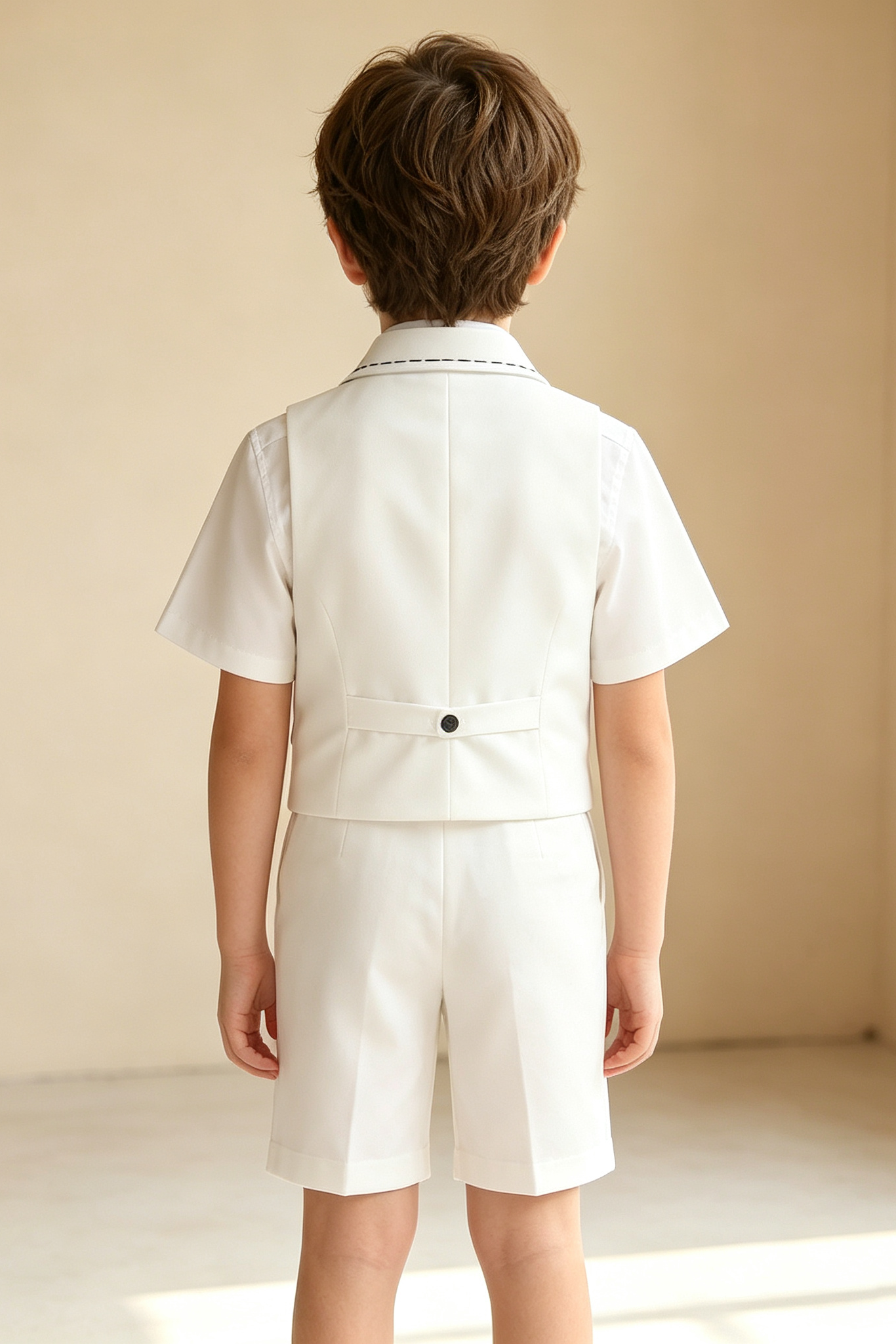 White Serge Blend Double Breasted Waistcoat 2-Piece Set