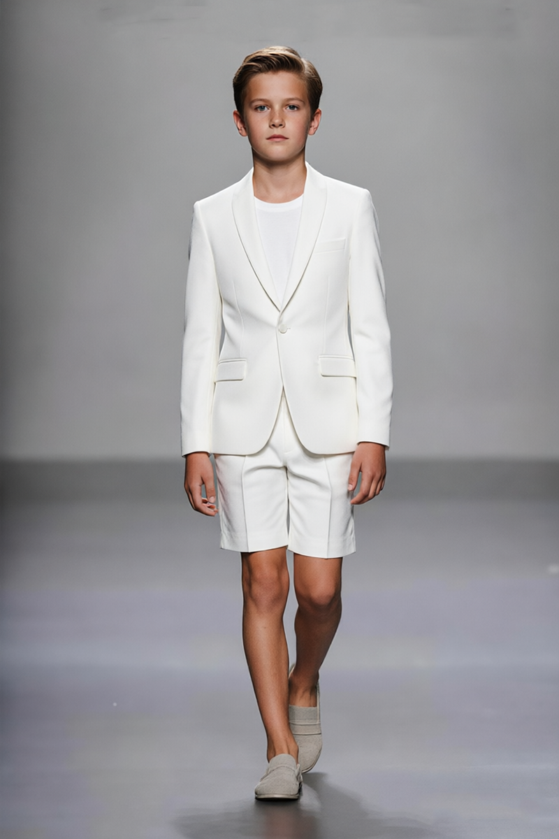 Boys Ivory Blazer & Cuffed Shorts 2-piece Suit