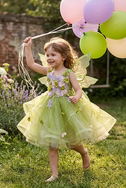 Sage Green 3D Floral Lace Tulle A-Line Flower Girl Tutu Dress