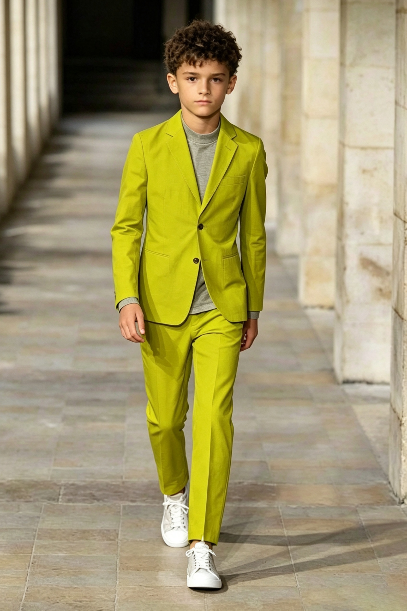 Grass Green Twill-Blend Single Breasted 2-Piece Suit