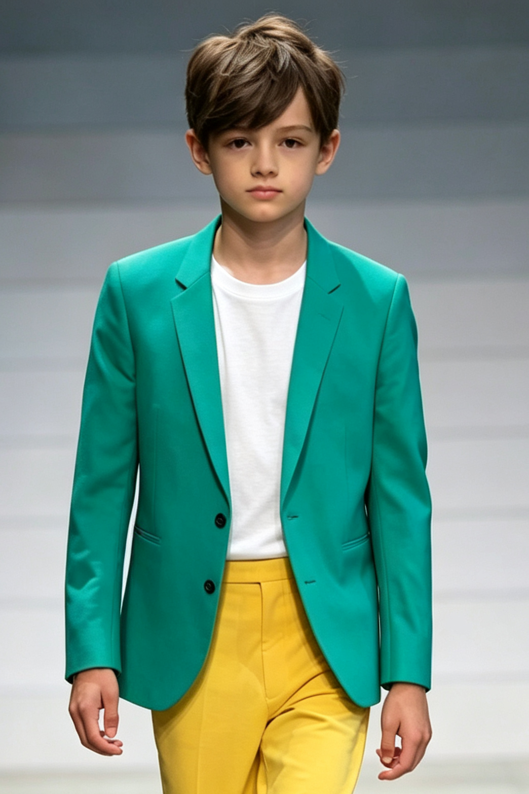 Emerald Green Twill Blend Single Breasted Tailored Suit Blazer