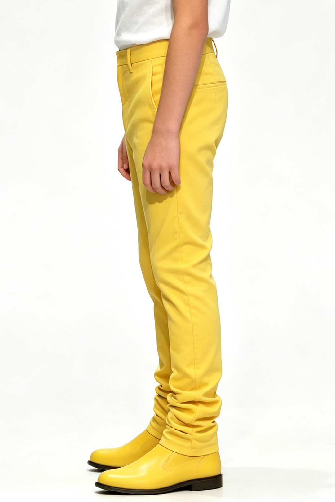Bright Yellow Twill Blend Straight Leg Formal Suit Trousers