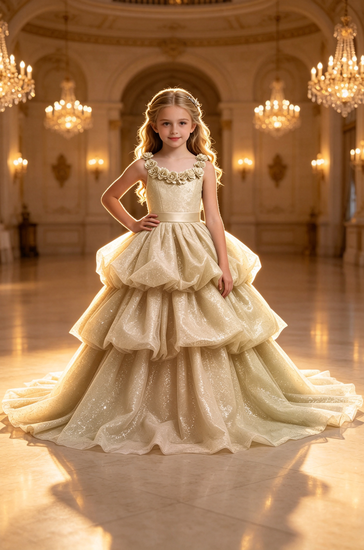 Lavender Glitter Tulle Tiered Cake Layer Princess Pageant Ball Dress