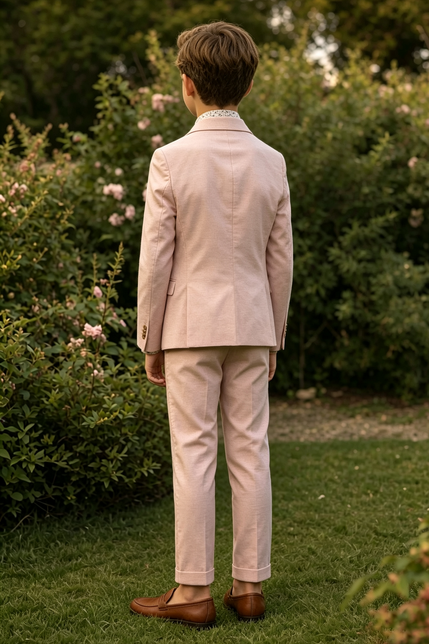 Light Pink Cotton Linen Blend Single Breasted Blazer 2-Piece Suit