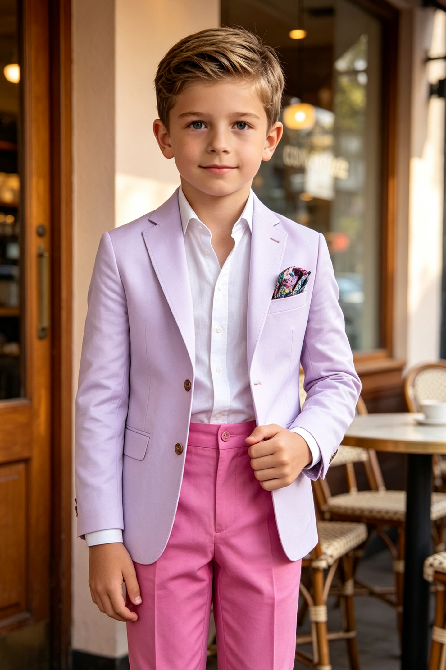 Lavender & Rose Pink Cotton Linen-Blend Single Breasted Blazer 2-Piece Suit