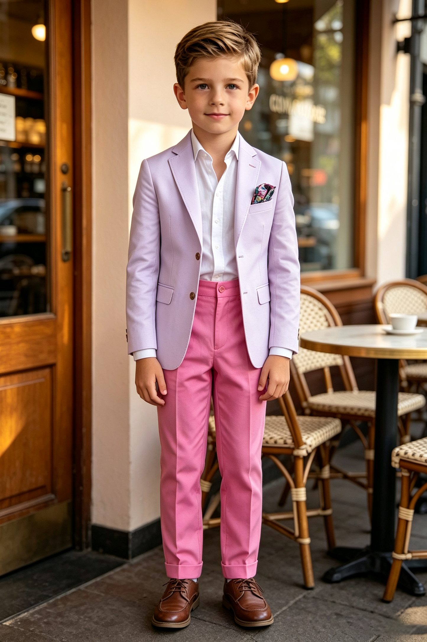Lavender & Rose Pink Cotton Linen-Blend Single Breasted Blazer 2-Piece Suit