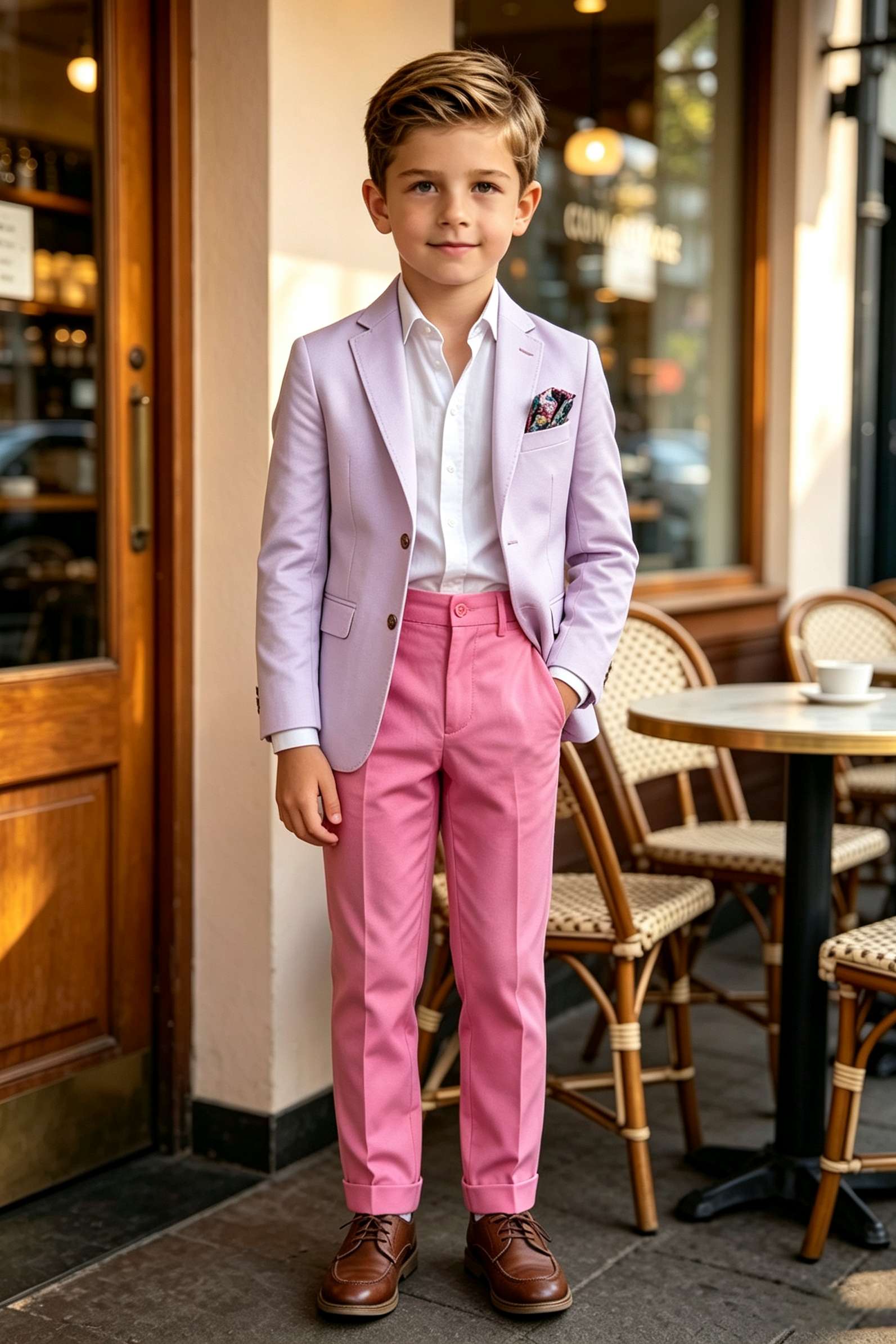 Lavender & Rose Pink Cotton Linen-Blend Single Breasted Blazer 2-Piece Suit