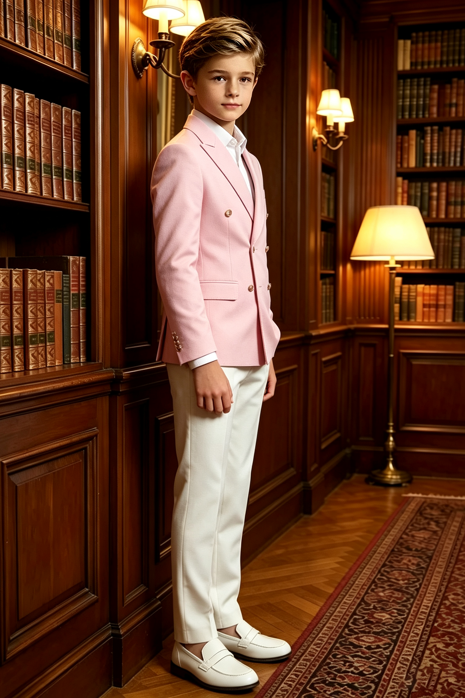 Pink & White Twill Blend Double Breasted 2-Piece Suit