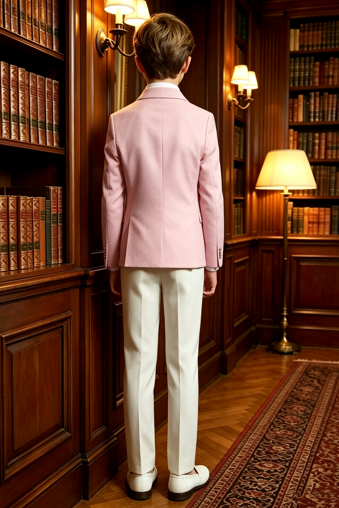 Pink & White Twill Blend Double Breasted 2-Piece Suit