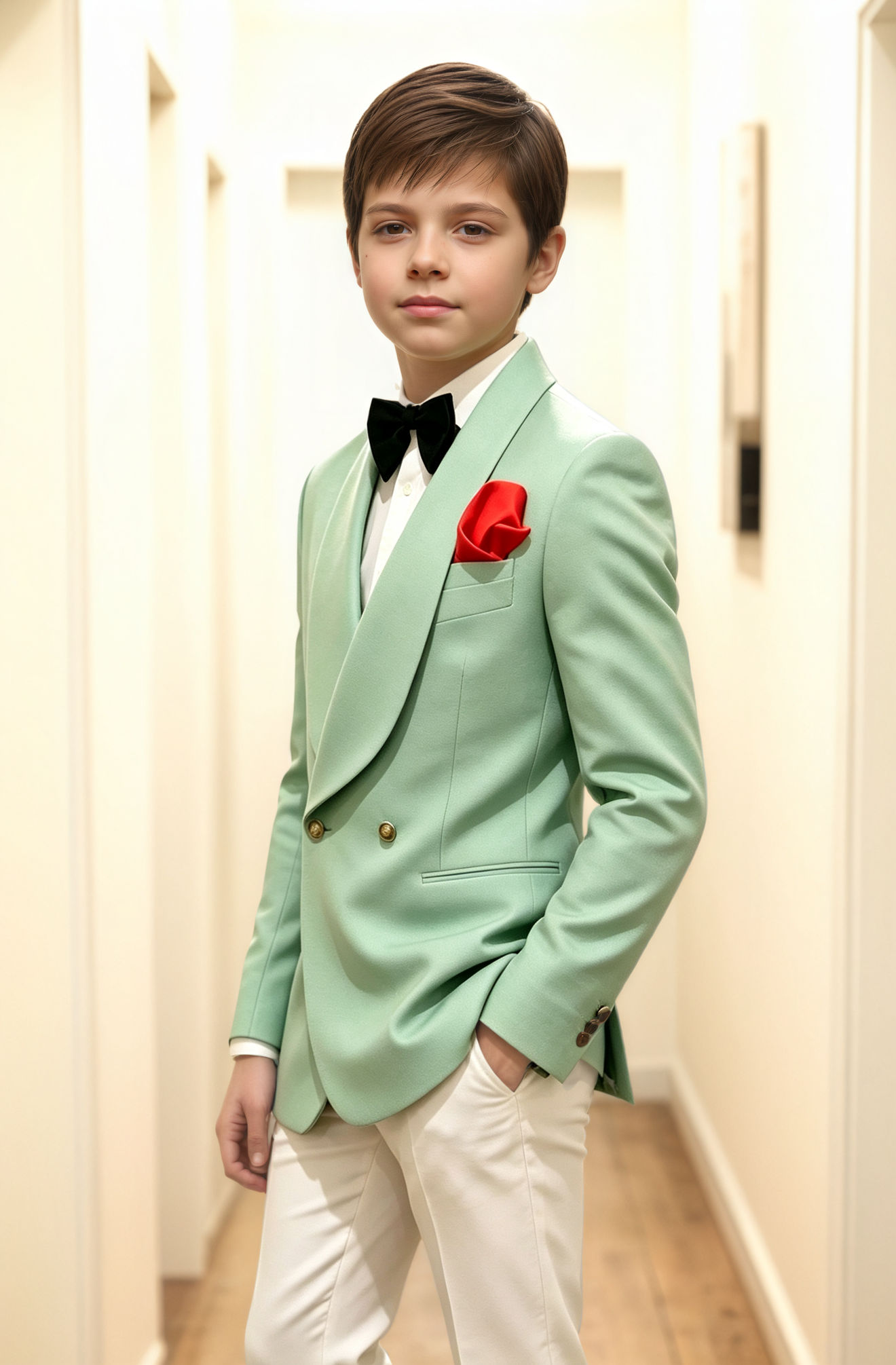 Mint Green Serge Blend Shawl Lapel Double Breasted Formal Tuxedo Blazer