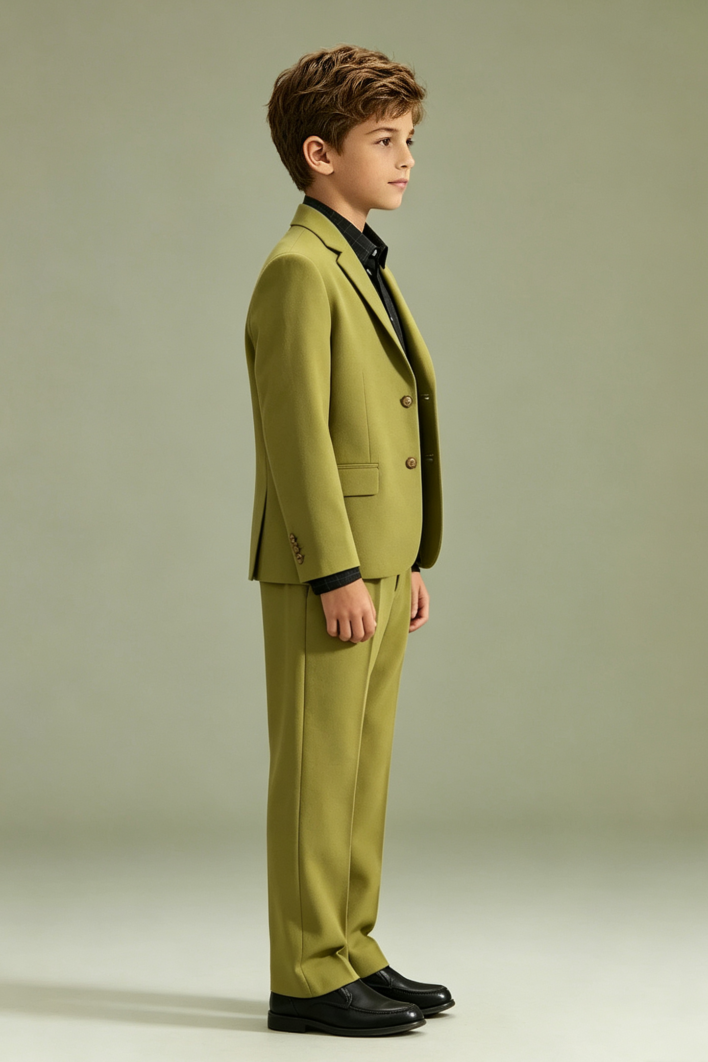 Olive Green Solid Twill Single Breasted Blazer 2-Piece Suit