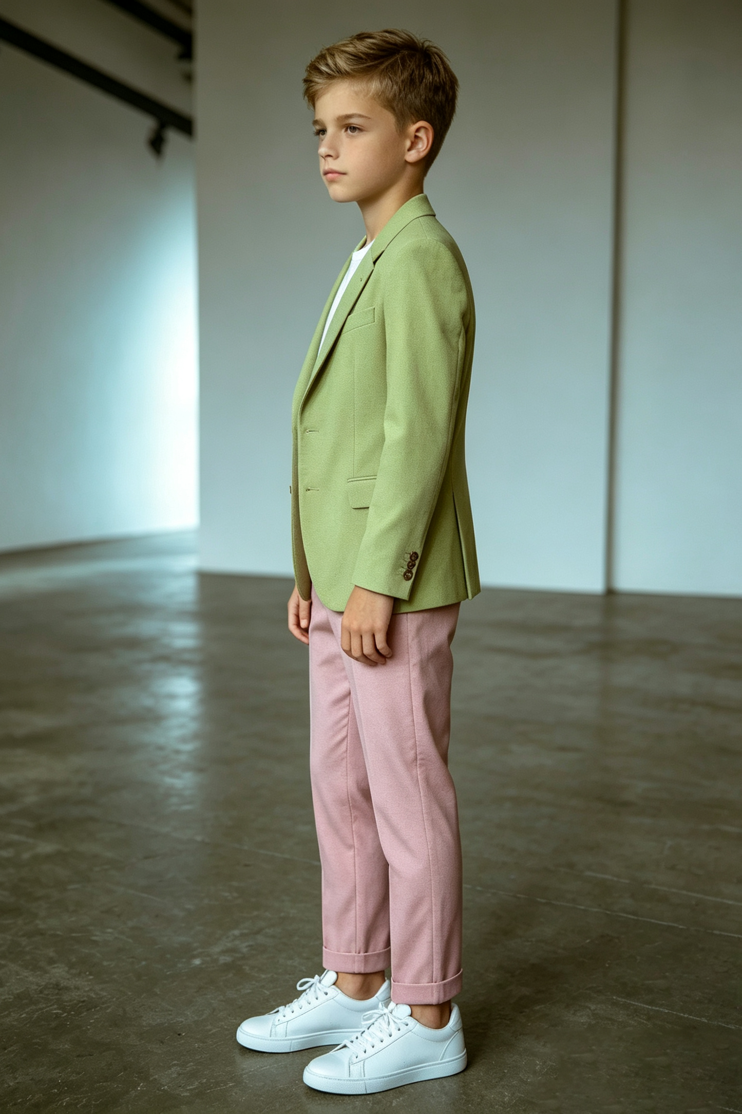 Grass Green Twill Blend Single Breasted Standalone Blazer