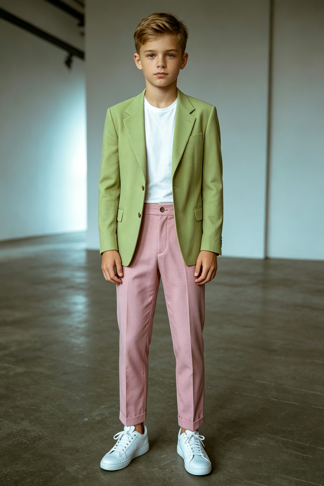 Grass Green Twill Blend Single Breasted Standalone Blazer