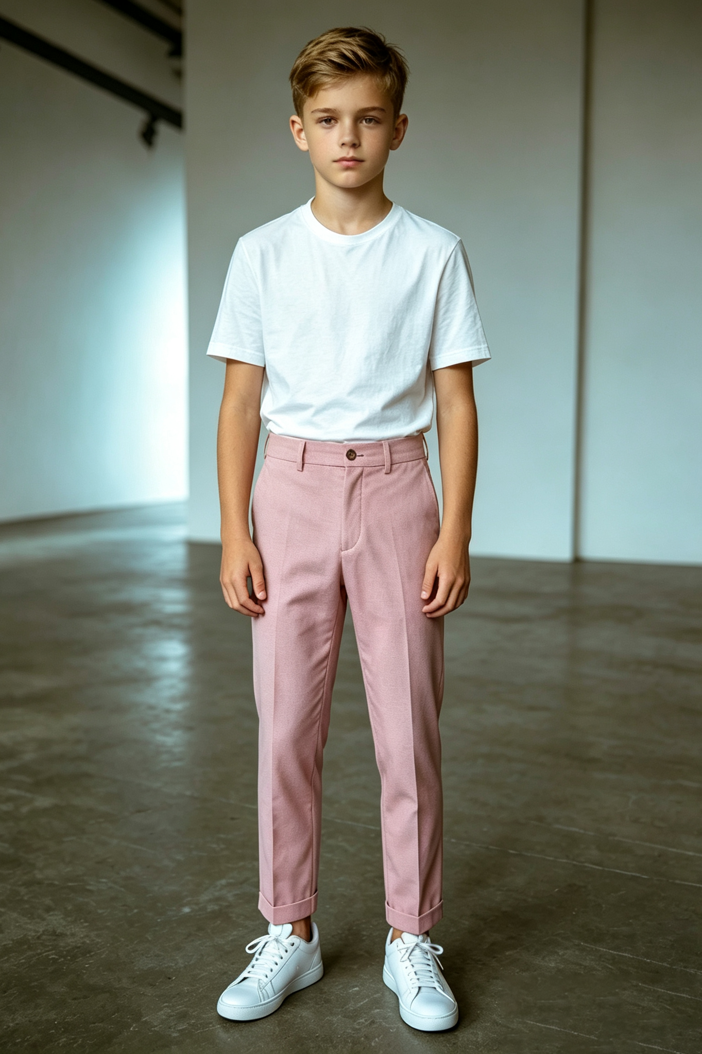 Pink Twill Blend Straight Leg Cuffed Ankle Suit Trousers