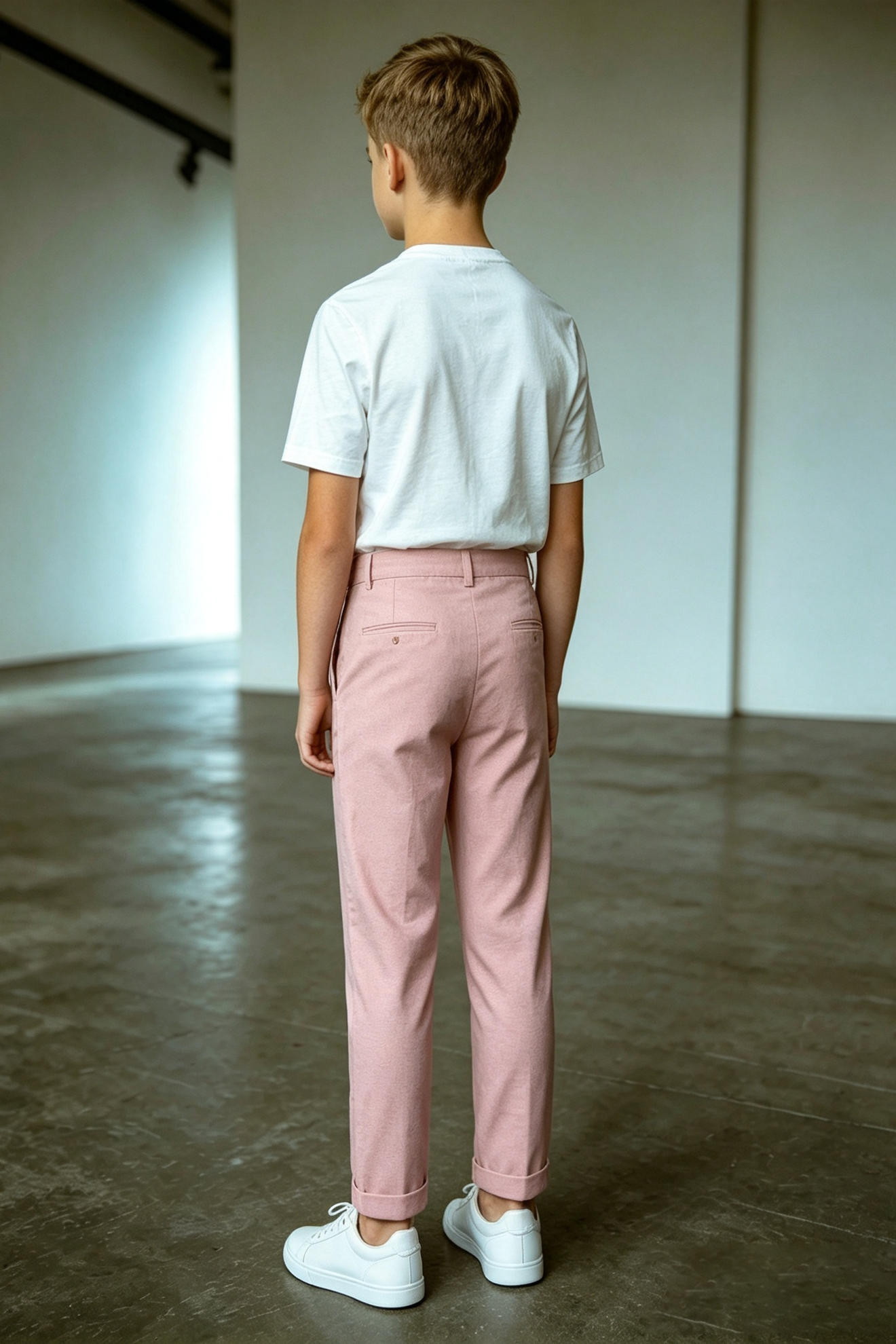 Pink Twill Blend Straight Leg Cuffed Ankle Suit Trousers