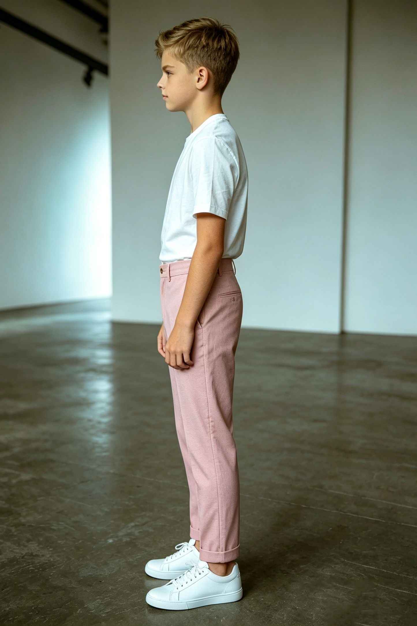 Pink Twill Blend Straight Leg Cuffed Ankle Suit Trousers
