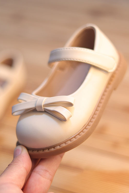Ivory PU Leather Bow Mary Jane Academy Style Shoes