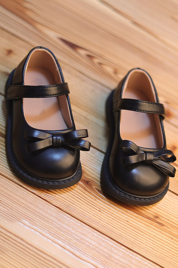 Ivory PU Leather Bow Mary Jane Academy Style Shoes