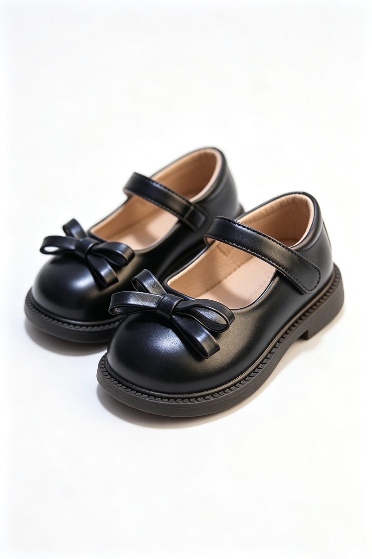 Ivory PU Leather Bow Mary Jane Academy Style Shoes