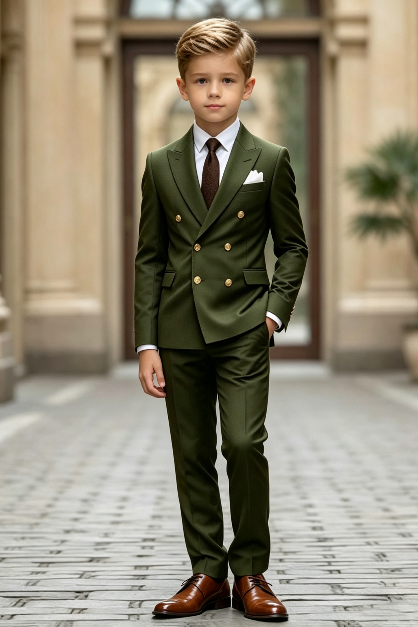 Deep Forest Green Twill-Blend Double Breasted 2-Piece Suit
