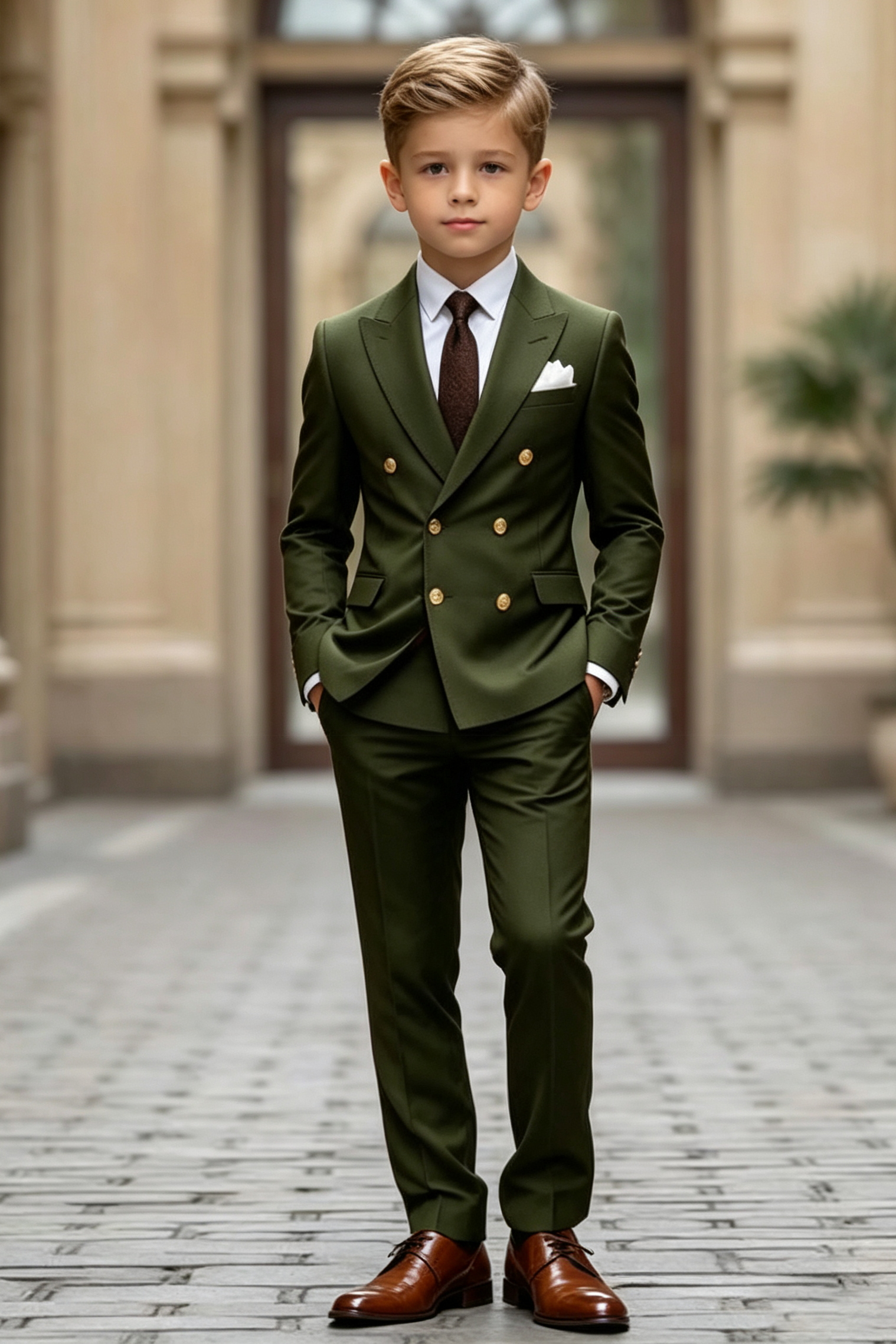 Deep Forest Green Twill-Blend Double Breasted 2-Piece Suit