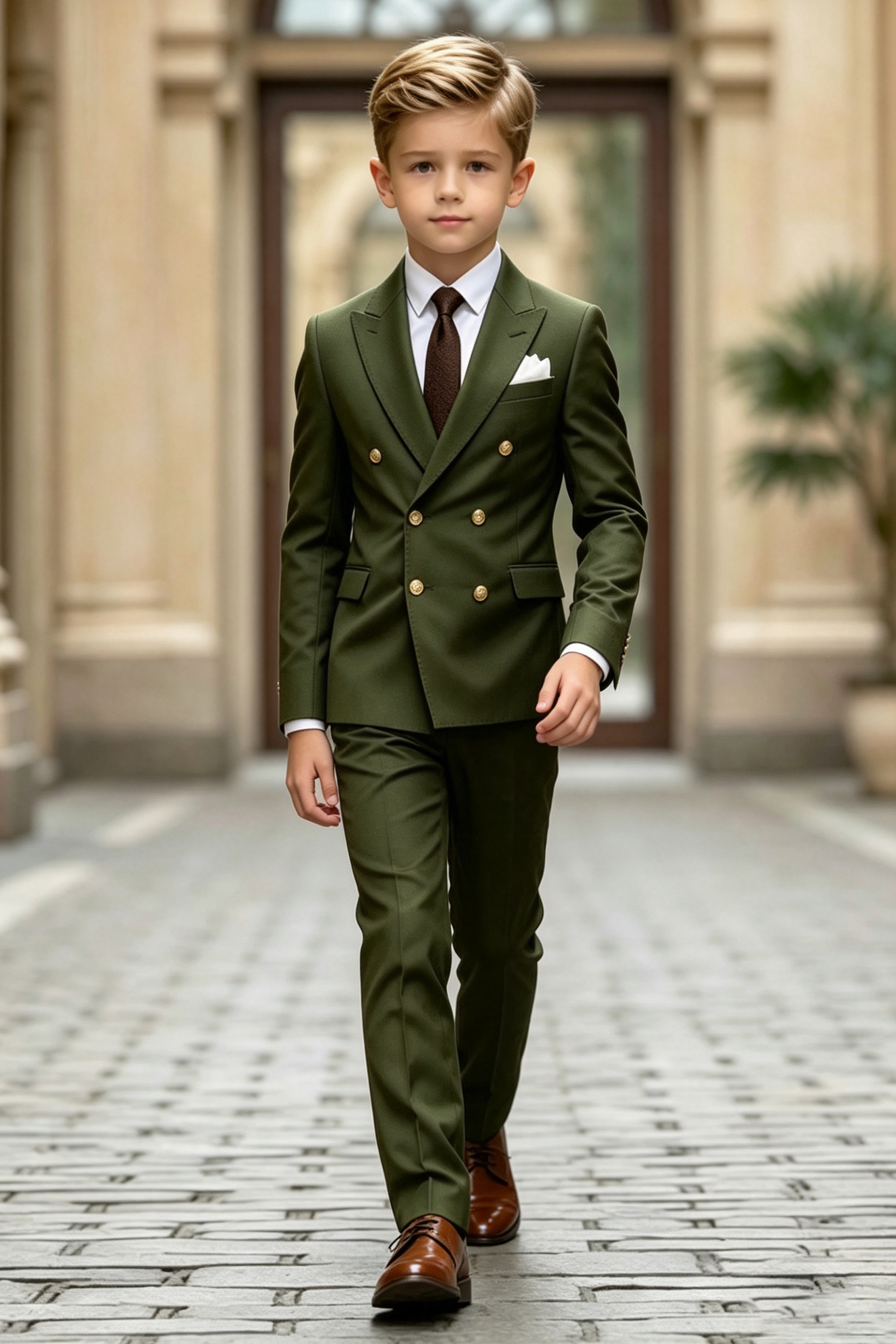 Deep Forest Green Twill-Blend Double Breasted 2-Piece Suit