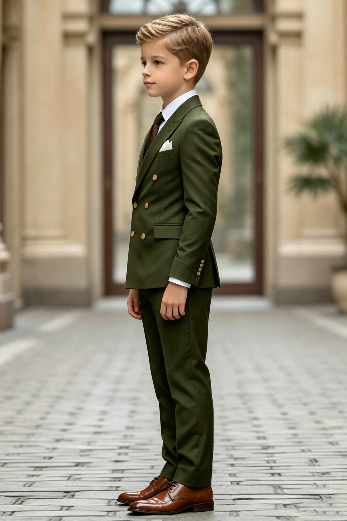 Deep Forest Green Twill-Blend Double Breasted 2-Piece Suit