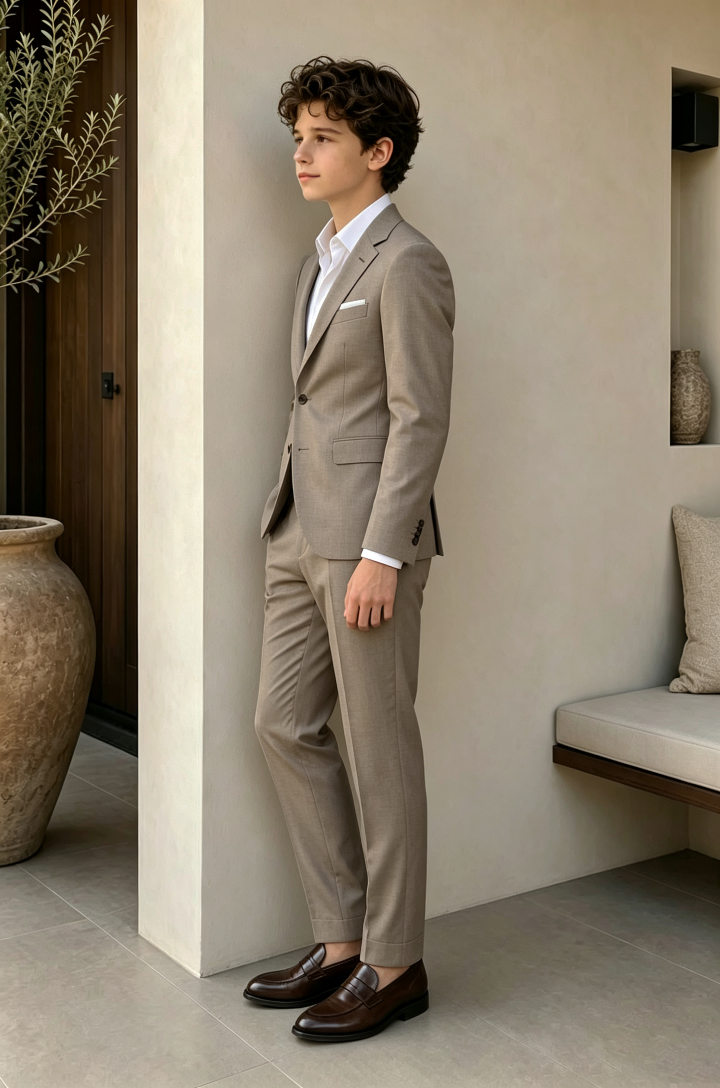 Oat Grey Cotton Linen Blend Single Breasted 2-Piece Suit
