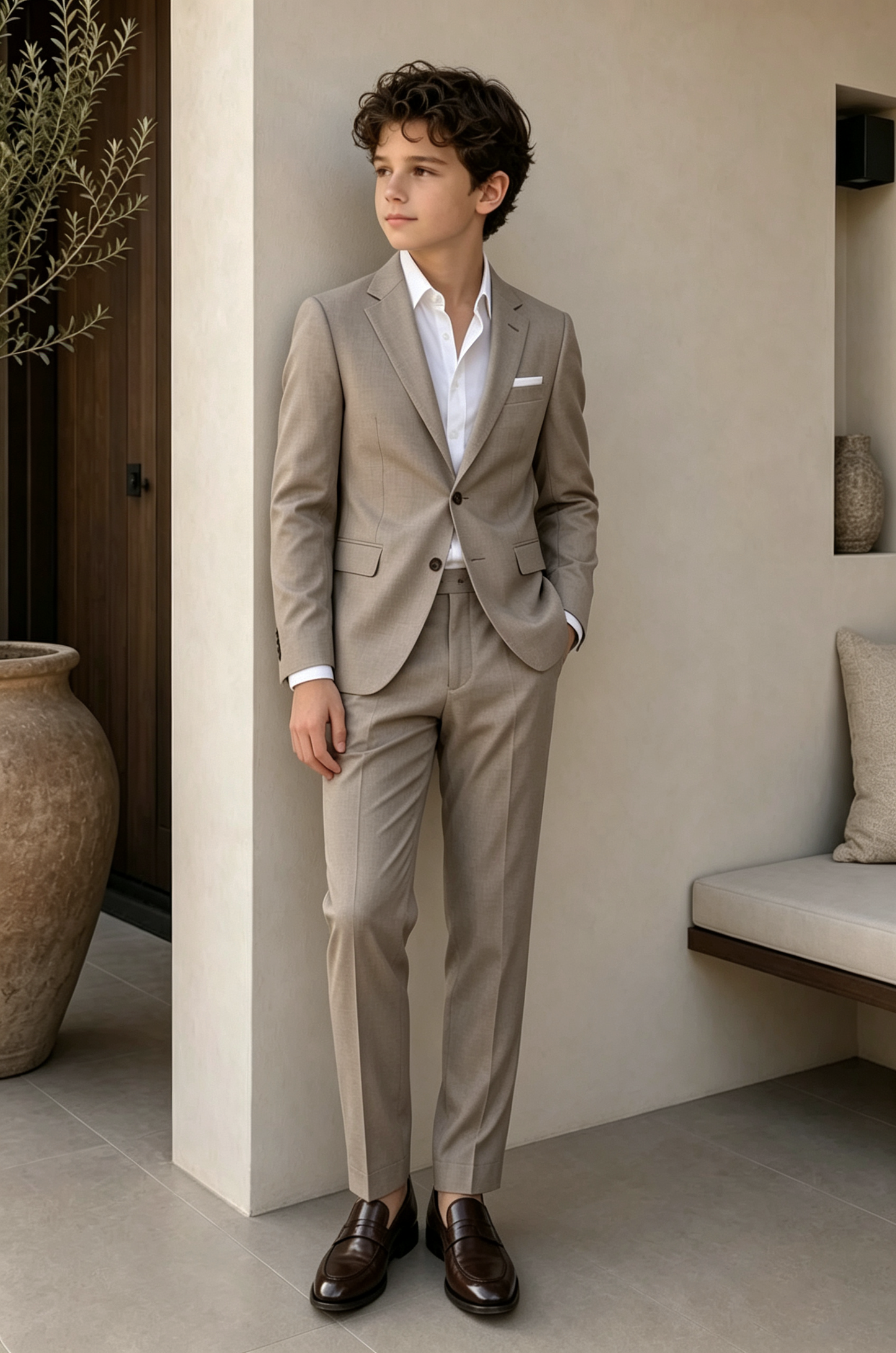 Oat Grey Cotton Linen Blend Single Breasted 2-Piece Suit