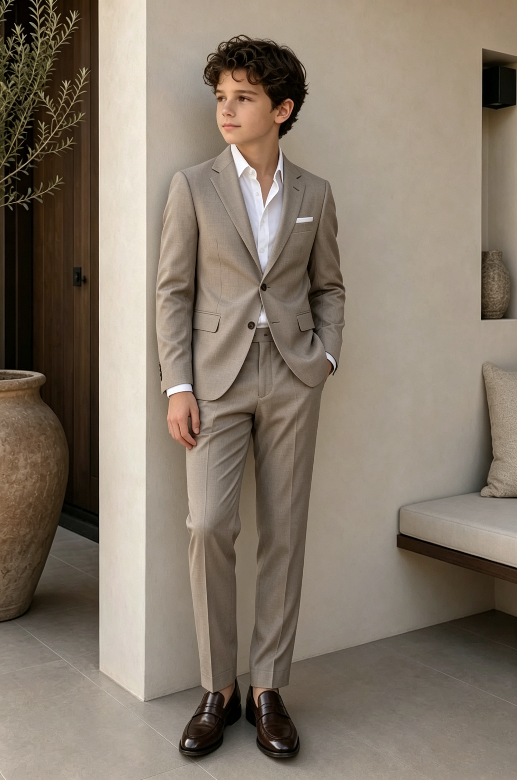 Oat Grey Cotton Linen Blend Single Breasted 2-Piece Suit