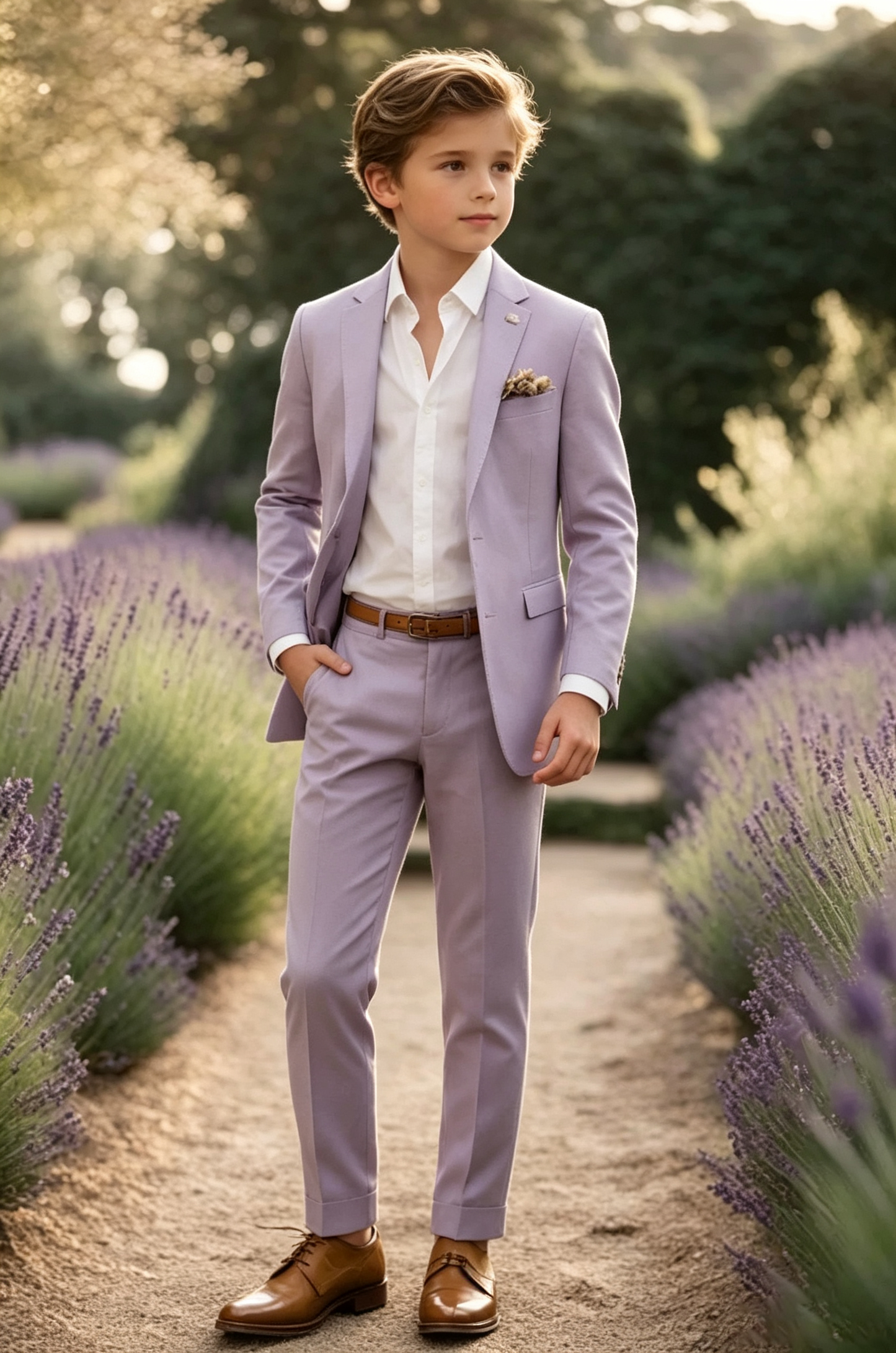 Lavender Cotton Linen Blend Single Breasted 2-Piece Suit