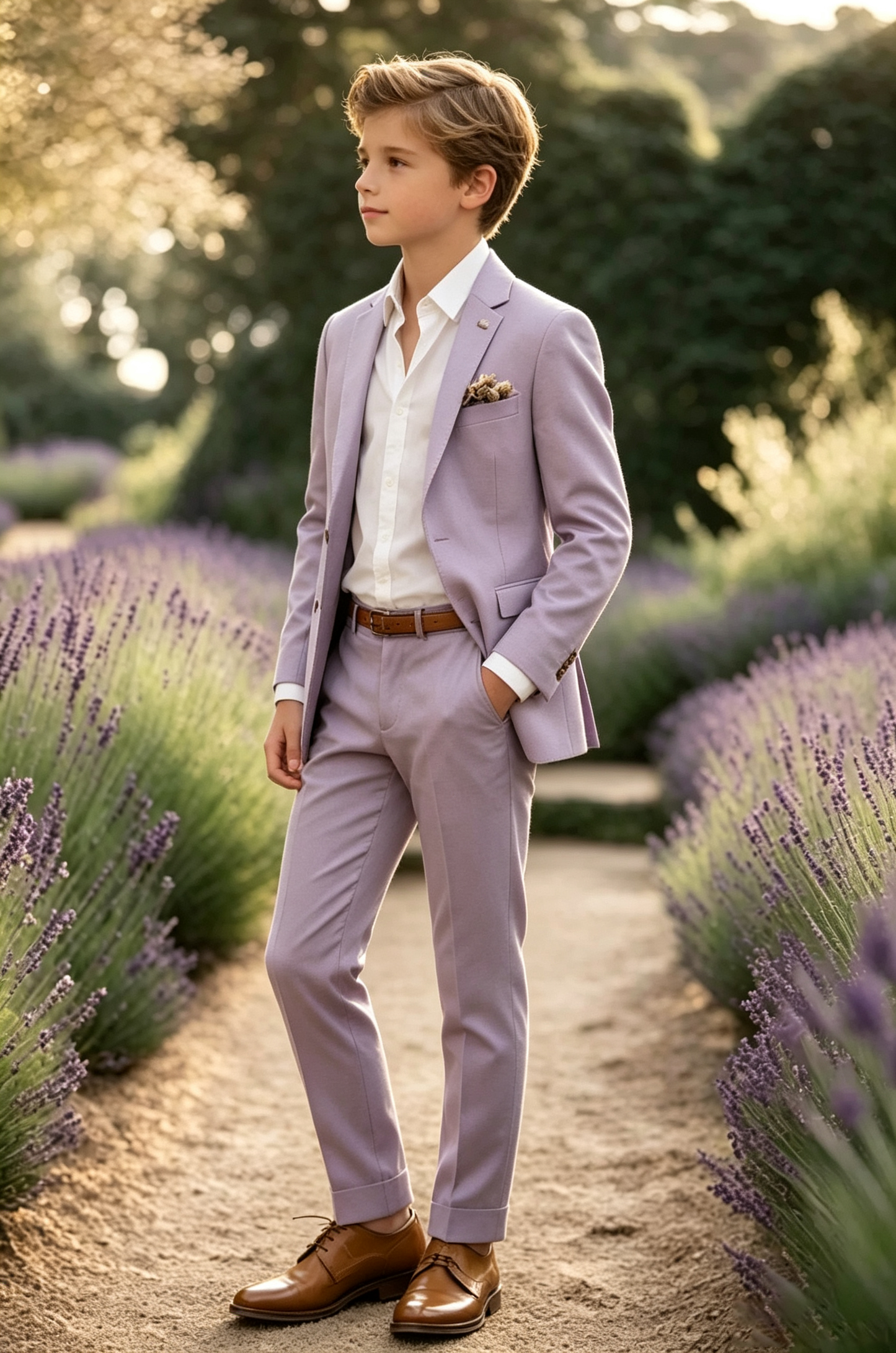 Lavender Cotton Linen Blend Single Breasted 2-Piece Suit