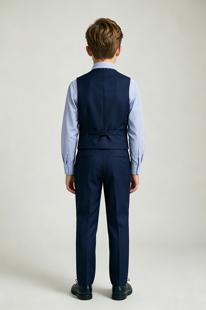 Boys Navy Double Breasted Waistcoat & Trousers 2-Piece Suit Two-Piece Suit for Wedding