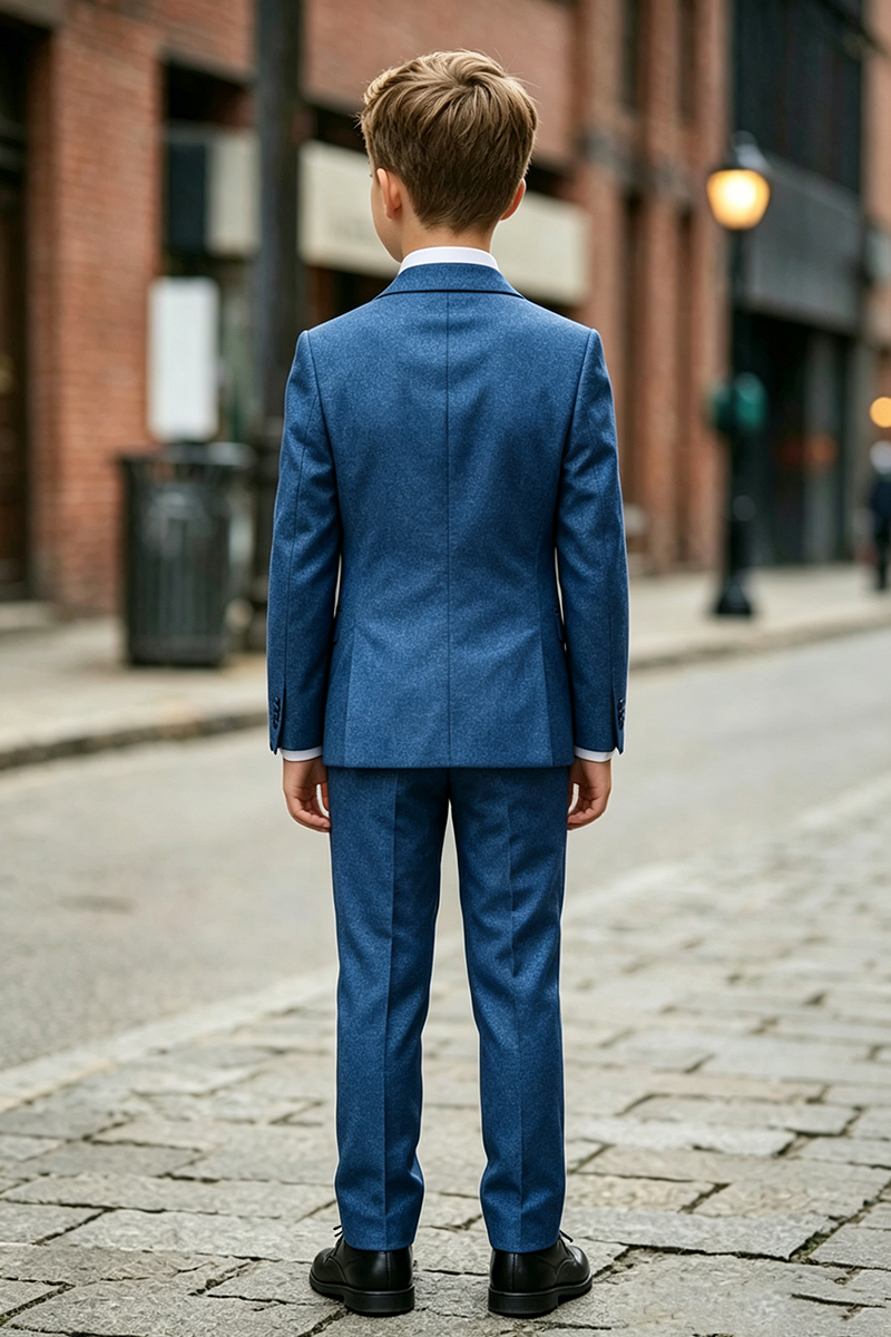 Boys Royal Blue Satin Peak Lapel 2-Piece Suit for Wedding